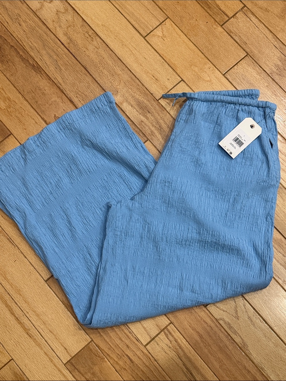 Billabong Blue Women's Wide-Leg, Side Pockets, Elastic & Drawstring Pants